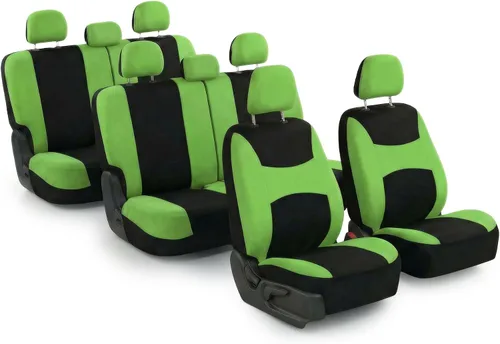 Miniatura 10 de Juego de funda para asiento bolsas de aire de tela negra ligera y fresca FH Group FH-FB030115-SEAT lista para separar; se ajusta a la mayoría de Rosa