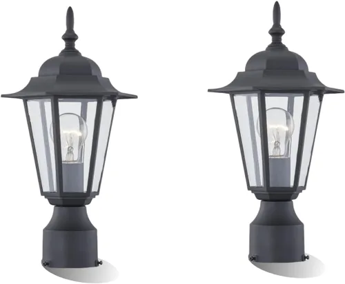 Miniatura 10 de WISBEAM Luz de poste para exteriores, linterna de poste, base E26 de 60 W máximo, carcasa de aluminio más vidrio, clasificación de ubicación húmeda