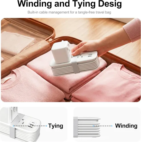 Miniatura 2 de VYLEE Adaptador de viaje universal con cable de extensión de 6 pies, adaptador de corriente internacional para Europa, Reino Unido, EE. UU.