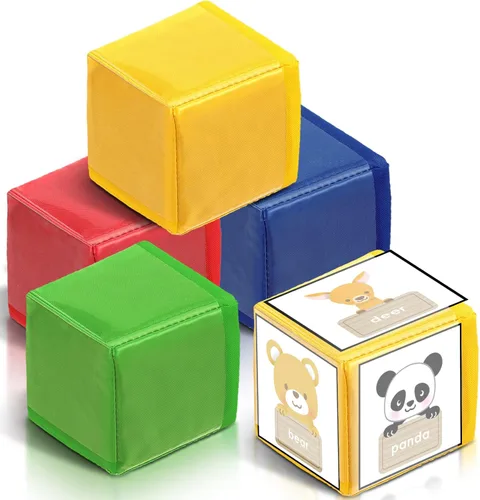 4 piezas de dados grandes de espuma con bolsillos, para hacer tú mismo, educación, jugar, cubos de dados suaves, aprendizaje y enseñanza, bloques de