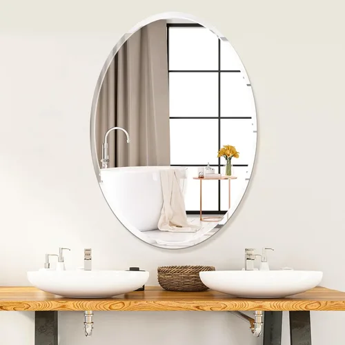 Miniatura 10 de Espejo de pared irregular sin marco de 20 x 28 pulgadas, espejo de tocador decorativo con borde biselado para baño, dormitorio, entrada