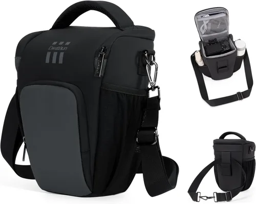 Cwatcun Bolsa bandolera para cámara, compacta DSLR resistente al agua para fotografía, compatible con Canon/Nikon/Sony, compartimento acolchado de