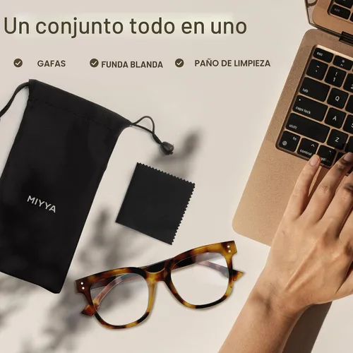 Miniatura 7 de miyya Gafas de luz azul para mujeres y hombres – Monturas gruesas de gran tamaño bloqueador de luz UV y azul, accesorios elegantes para gafas