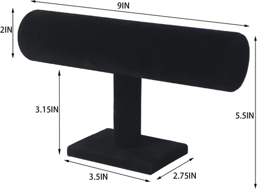 Miniatura 5 de Julysky Soporte de pulsera con barra en T, soporte de exhibición de pulsera para venta, organizador de joyas para mostrar (todo negro, 1 nivel)