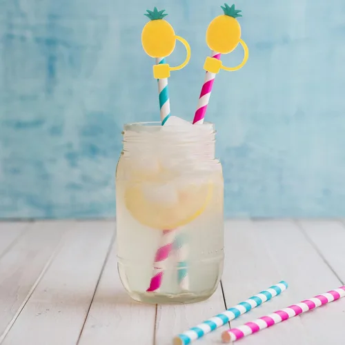 Miniatura 4 de SHERCHPRY Tapones de paja con forma de piña, tapones de paja para beber, tapones de silicona para pajitas reutilizables, a prueba de polvo