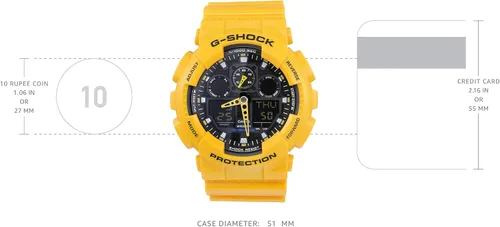 Miniatura 3 de Casio G-Shock Reloj analógico-digital con esfera negra para hombre - GA-100A-9ADR (G273), Negro -, Moderno