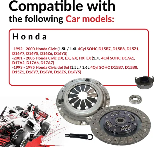 Miniatura 7 de Kit de embrague compatible con Civic Delsol Acura El DX EX GX LX Reverb VALUE EX-R CX SI VX 1992-2005 1.5L L4 1.6L L4 1.7L L4 GAS SOHC aspirado