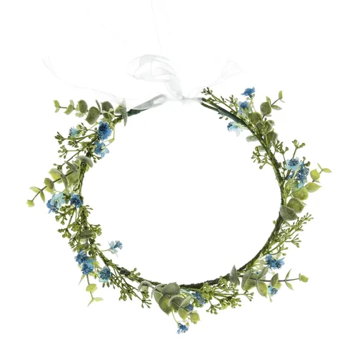 Miniatura 2 de DreamLily Corona blanca de flor de aliento de bebé, corona de eucalipto, tocado de dama de honor, corona de pelo bohemio DFS18 (azul eucalipto)