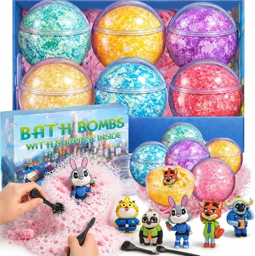 Miniatura 10 de Bombas de baño para niños: bombas de baño XXL con sorpresa en el interior, bombas de baño orgánicas ricas en aceites esenciales naturales, juego