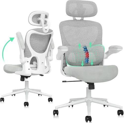 Miniatura 10 de SUNNOW Silla de oficina, silla ergonómica de escritorio para computadora, silla ejecutiva resistente, soporte lumbar ajustable, brazos abatibles