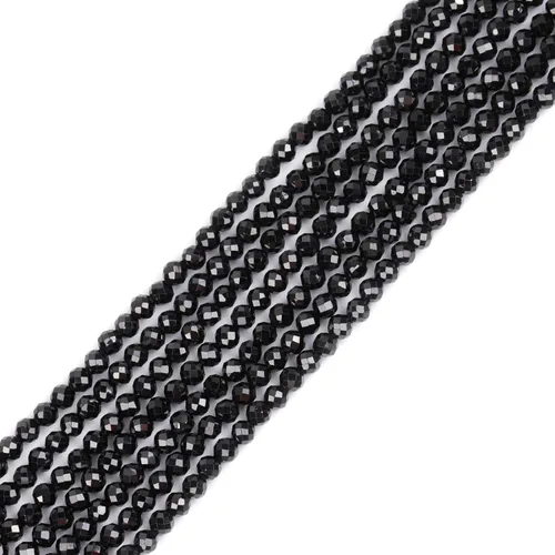 Miniatura 56 de GEM-Inside - Cuentas sueltas de turmalina negra natural de 0.157 pulgadas (0.157 in) facetadas de grado AAA, cuentas de energía de piedra energética