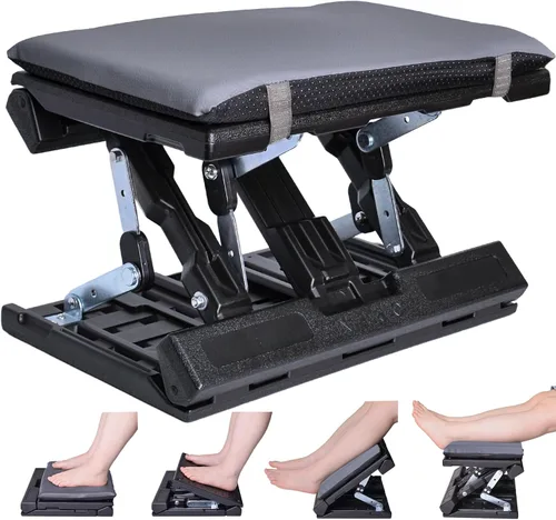 Miniatura 8 de Reposapiés ergonómico para debajo del escritorio en el trabajo, con altura y ángulo ajustables, taburete plegable con almohadilla extraíble cuentas