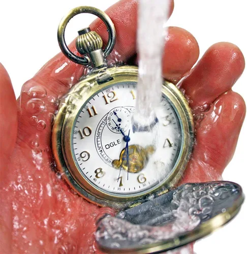 Miniatura 6 de OGLE Lupa luminosa impermeable Tourbillon Luna Sol Cadena Fob Auto viento automático mecánico reloj de bolsillo