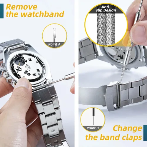 Miniatura 5 de Versión combinada kit de reparación de relojes herramienta de prensa de reloj kit de herramientas de repuesto de batería de reloj Eventronic kit