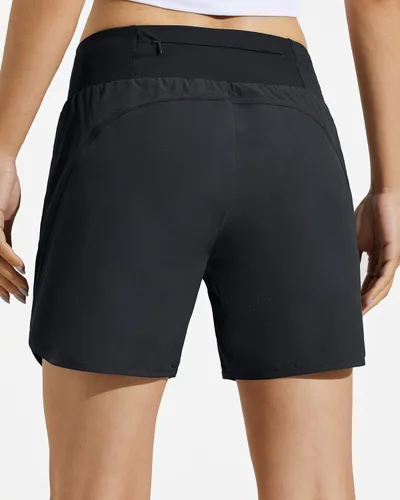 Miniatura 2 de MASKERT Womens 5 Inches Athletic Running Shorts with Zipper Pockets Quick Dry Lounge Gym Workout Shorts with Liner
