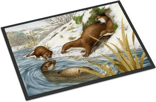 Caroline's Treasures ASA2186JMAT Playtime Otters - Tapete para puerta delantera, 24 x 36 pulgadas, para interiores y exteriores, para entrada,