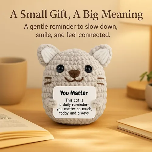 Miniatura 2 de DEYBA Gato de ganchillo de apoyo emocional: animales de ganchillo positivos, regalo inspirador para mujeres, hombres, parejas, amigos, familia