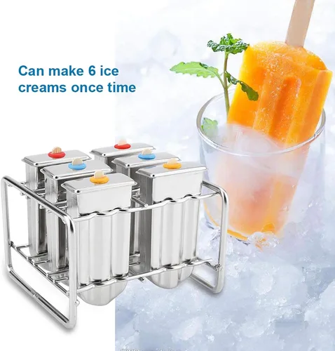 Miniatura 3 de Juego de 6, reutilizables de acero inoxidable para helados industriales para el hogar, cocina, bricolaje, herramienta para hacer hielo con bandeja