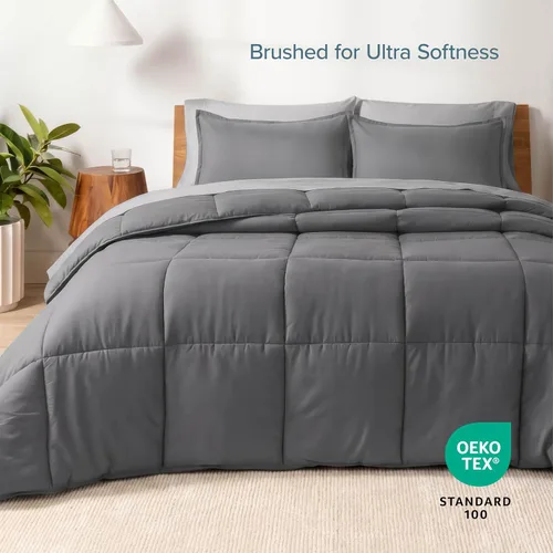 Miniatura 5 de Bare Home Bed-in-A-Bag - Juego de edredón y sábanas de 5 piezas, tamaño individual, alternativa al plumón de ganso, juego de ropa de cama ultrasuave