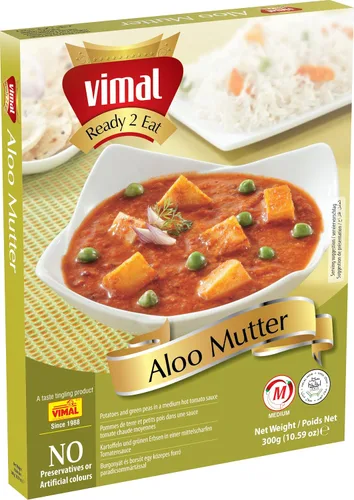 VIMAL Listo para comer Aloo Mutter Instant Mix Vegetariano sin conservantes y colores añadidos - 10.58 oz (paquete de 4)