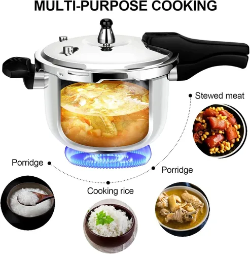 Miniatura 7 de Olla a presión de acero inoxidable, 4 cuartos de galón, compatible con inducción, olla a presión gruesa con dispositivos de protección de válvula