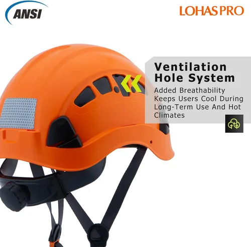 Miniatura 4 de Cascos de Seguridad para Construcción Aprobados por ANSI Z89.1 OSHA, LOHASPRO Casco Duro Ventilado Naranja para Hombres Trabajadores con Correa