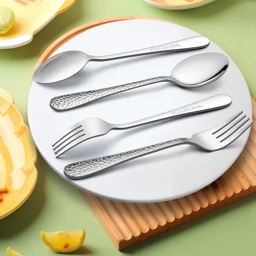 Miniatura 7 de LIANYU Juego de cubiertos para niños de 10 piezas, incluye 5 cucharas para niños, 5 tenedores para niños, utensilios de acero inoxidable para niños