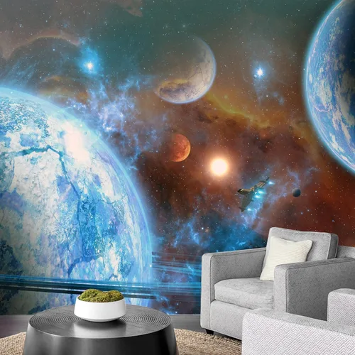 Miniatura 50 de NWT Calcomanía removible para pared, diseño de nube galáctica, estrella, nebulosa, fantasía, ciencia ficción, astronomía y arte espacial, arte