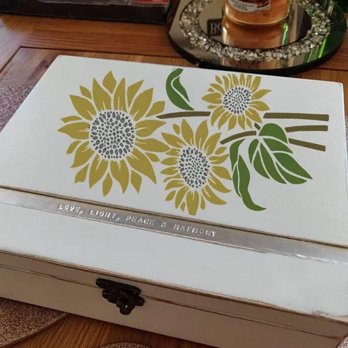 Miniatura 5 de Plantilla de girasol (6 x 9 pulgadas) – Plantillas reutilizables de flores de sol para pintar sobre madera, lienzo, papel, tela, pared, muebles