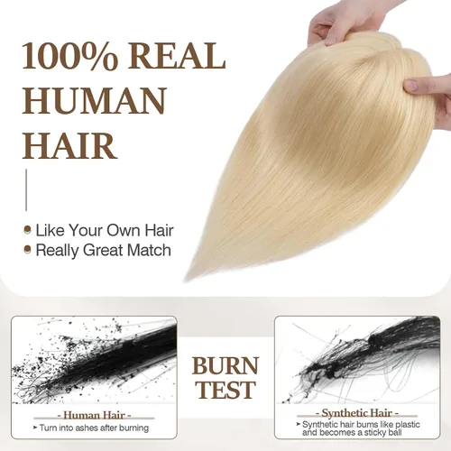 Miniatura 100 de Rich Choices Pelucas con topper de cabello para mujeres, cabello humano real 100% Remy, sin flequillo, para mujeres con adelgazamiento en la parte
