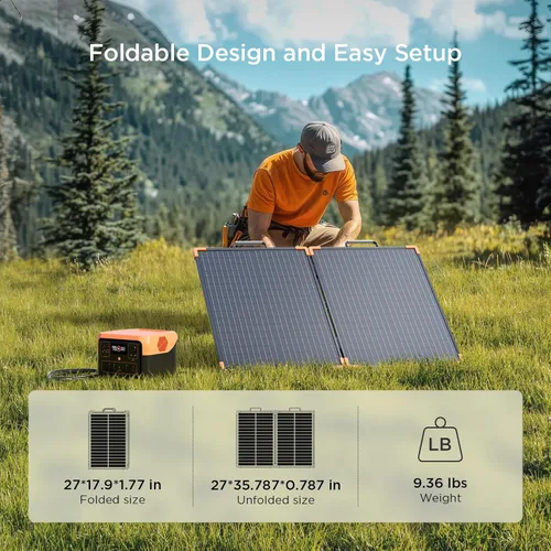 Miniatura 6 de ZOUPW Panel Solar Portátil de 100 Vatios con Controlador PWM de 20A, Artículos Esenciales para Campistas, Kit de Panel Solar Plegable de 19V