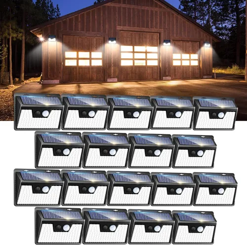 Miniatura 10 de Peasur Luces solares impermeables para exteriores [12 paquetes/140 LED], 3 modos de iluminación solar con sensor de movimiento para exteriores