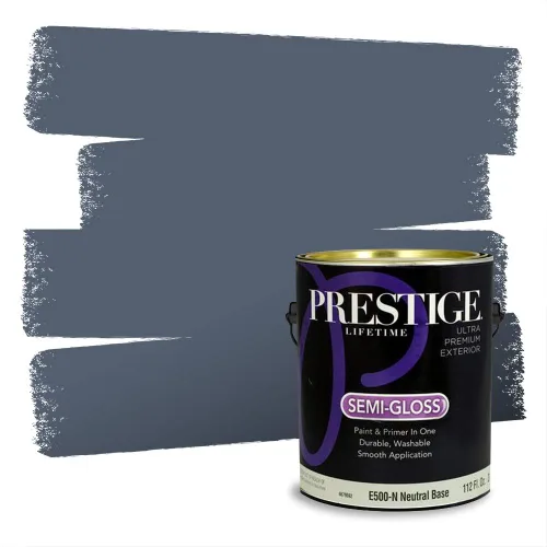 Miniatura 1291 de Pintura Exterior + imprimación PRESTIGE, todo-en-uno, 1 galón, acabado mate, color comparable al Valspar* Royal Gray* VS151-Gris real