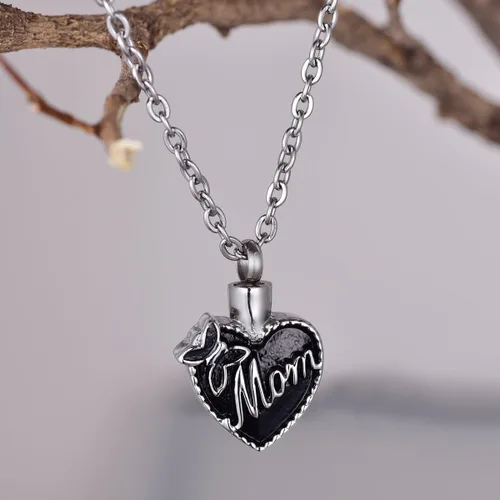 Miniatura 3 de Collar de urna conmemorativa de acero inoxidable para cenizas con texto en inglés "Dad in Heart", Acero inoxidable