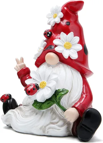 Miniatura 2 de Hodao Decoraciones de gnomos de primavera de mariquita para mesa del hogar, porche, jardín, patio, adornos de elfo de mariquita, decoración de Tela