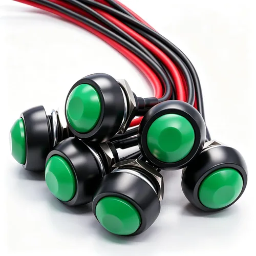 Miniatura 15 de Twidec /6 unids interruptor de botón momentáneo de 0.472 in agujero de montaje de 1/2 "encendido apagado mini redondo impermeable negro con cables