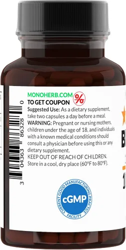 Miniatura 3 de MONOHERB Extracto de té negro 10:1 - 1000 mg por porción - Tamaño de la porción: 2 cápsulas - 45 porciones por botella