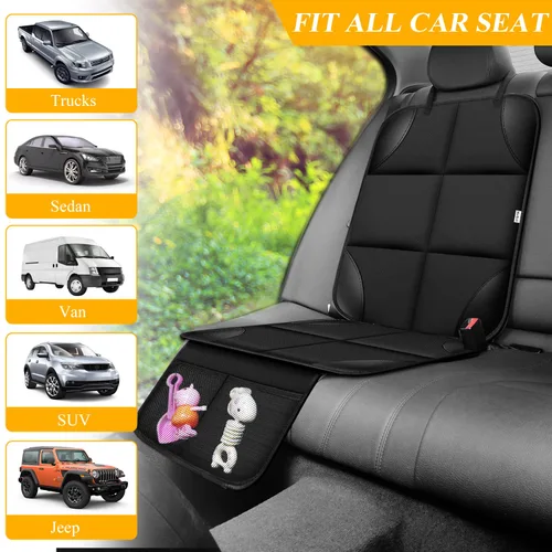 Miniatura 4 de Protector de asiento de automóvil para silla infantil, resistente al agua 600D, protege el asiento de las huellas del bebé, con respaldo Negro 2
