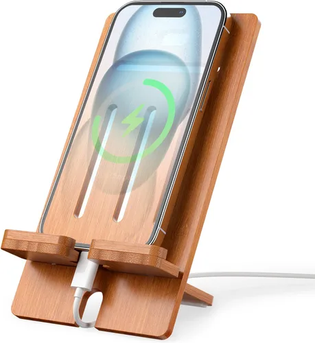 Miniatura 12 de Pezin & Hulin Soporte ajustable de bambú para tableta, soporte para teléfono celular de escritorio compatible con Pad Air/Pro/Mini, lector