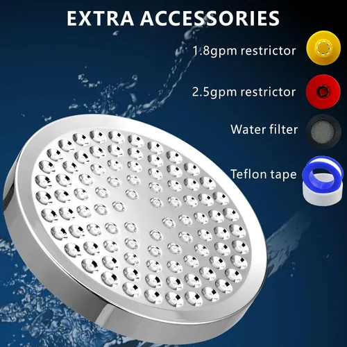 Miniatura 3 de Voolan Cabezal de ducha de lluvia de alta presión, aumento de presión de 6 pulgadas, ideal para reemplazar cabezales de ducha fijos de baño, fácil