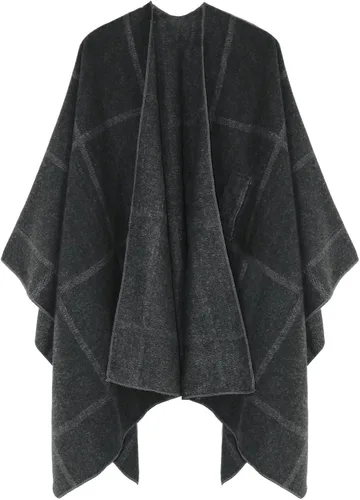 Miniatura 149 de Poncho chal para mujer, suéteres suaves y cálidos para mujer, parte delantera abierta, poncho de viaje para otoño, invierno y primavera