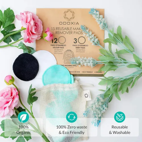 Miniatura 2 de Almohadillas reutilizables para remover maquillaje Discos de algodón ecológicos y sin desperdicio Productos de belleza 15 almohadillas
