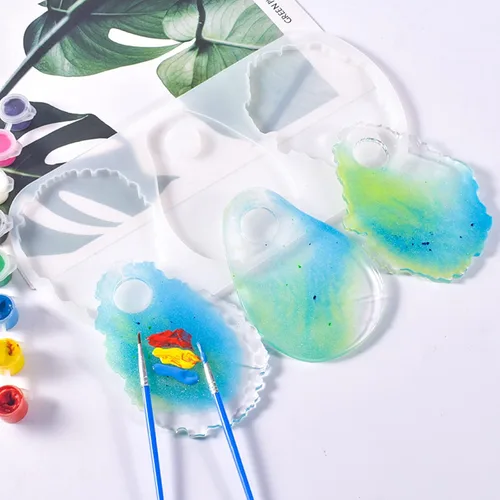 Miniatura 6 de Paleta de pintura para artistas, molde de silicona, posavasos de ágata, resina epoxi para hacer rebanadas de ágata, paleta de maquillaje, arte