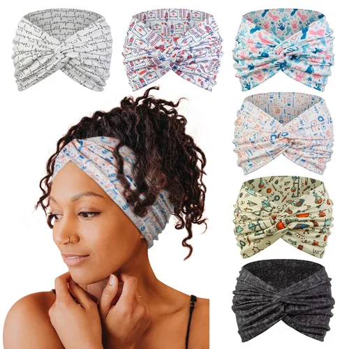 Miniatura 18 de Tobeffect Diademas extra anchas de 7 pulgadas para mujer, diadema grande y gruesa para la cabeza, bandana bohemia para cabello de mujer, banda
