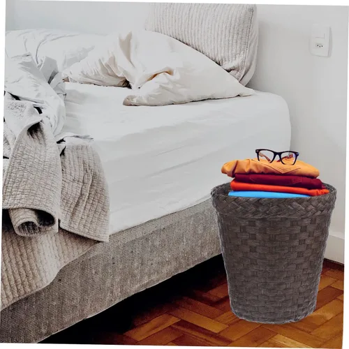 Miniatura 7 de LIFKOME Cubo de almacenamiento de paja Papelera portátil Papelera de escritorio Cestas de almacenamiento decorativas Cesta decorativa Papelera