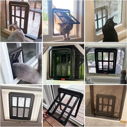Miniatura 2 de NAMSAN Puerta mosquitera para gatos, apertura de solapa de 8.3 x 10.3 pulgadas, puerta de perro para puerta mosquitera, puerta de gato con ventana