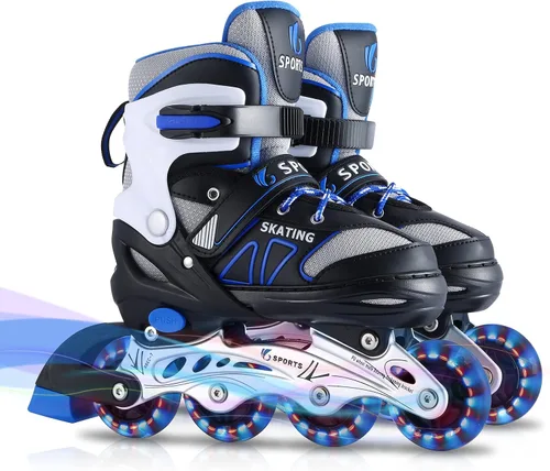 Patines en línea para niños, niñas, niños, principiantes, 4 tamaños ajustables con ruedas iluminadas para niños.