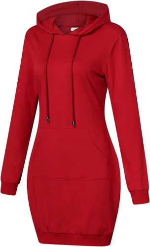 Miniatura 4 de MISSKY - Vestido informal tipo sudadera con capucha y bolsillos de canguro para mujer