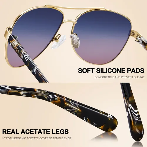 Miniatura 56 de CARFIA Gafas de sol polarizadas para mujer, protección UV, brazos de acetato, marco de metal, sombras para mujer, CA3216