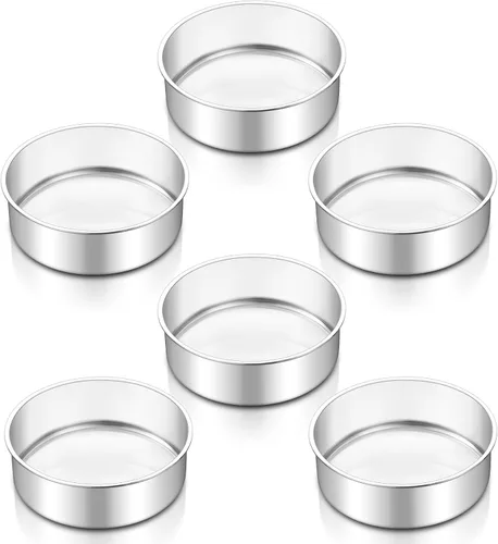 Miniatura 9 de TeamFar Molde para pasteles de 4 pulgadas, 6 piezas de mini moldes redondos para hornear, con revestimiento antiadherente, núcleo de acero